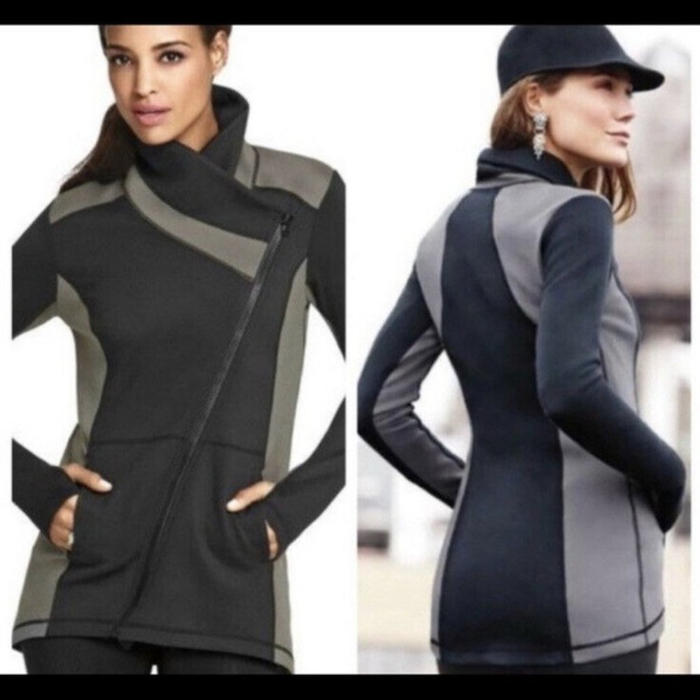 CAbi 989 Dash Asymmetrical Zip Up Athletic Jacket Size M